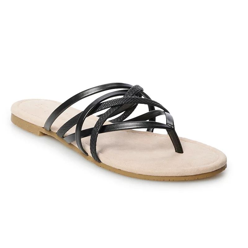 LC Lauren Conrad Women's Strappy Slide Sandals, Size: XL (11), Black | Kohl's