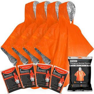 4-Pieces 3.3 ft. x 4.3 ft. Emergency Survival Poncho, Thermal Mylar Foil Coating Blanket for Heat Retention and Rain | The Home Depot