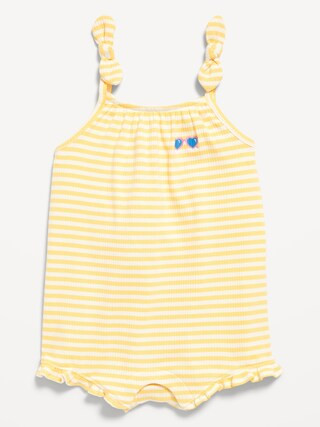 Sleeveless Tie-Knot Ribbed One-Piece Romper for Baby | Old Navy (US)