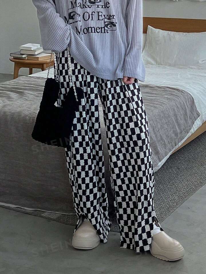 FRIFUL Women's Checkerboard Print Pants | SHEIN