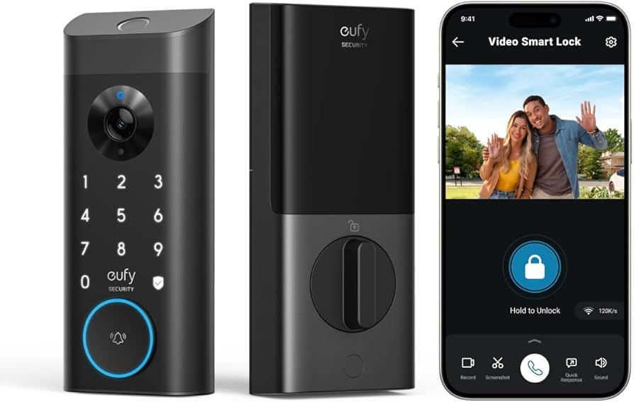 eufy Video Smart Lock E330, 3-in-1 Camera+Doorbell+Fingerprint Keyless Entry Door Lock, Smart Bui... | Amazon (US)