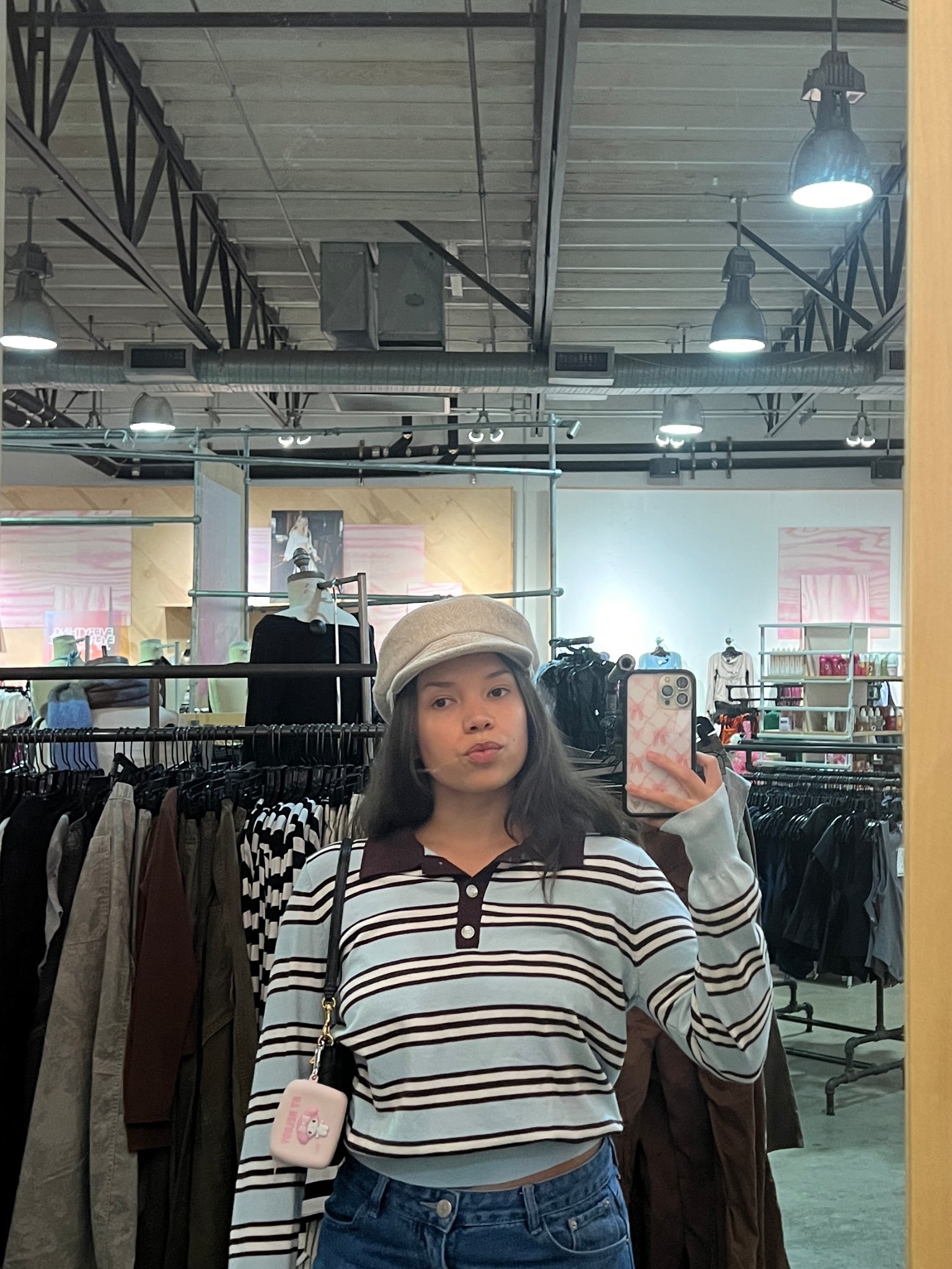 new hat to style for fall! neutral cabbie style hat 🤍 linked my blue and brown striped top too 🩵🤎 

#LTKStyleTip #LTKFindsUnder50 #LTKSeasonal