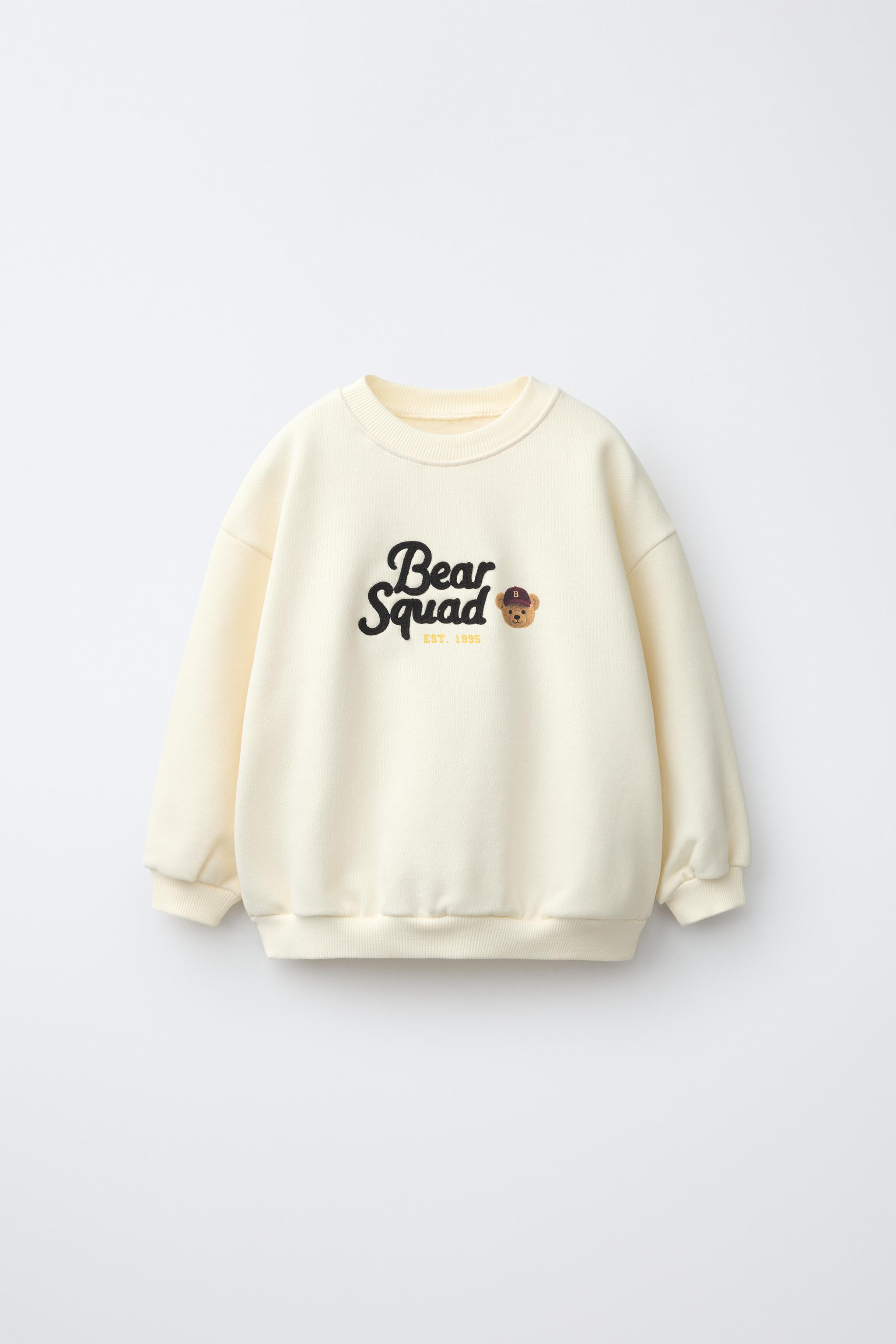BEAR EMBROIDERED TEXT SWEATSHIRT | Zara US