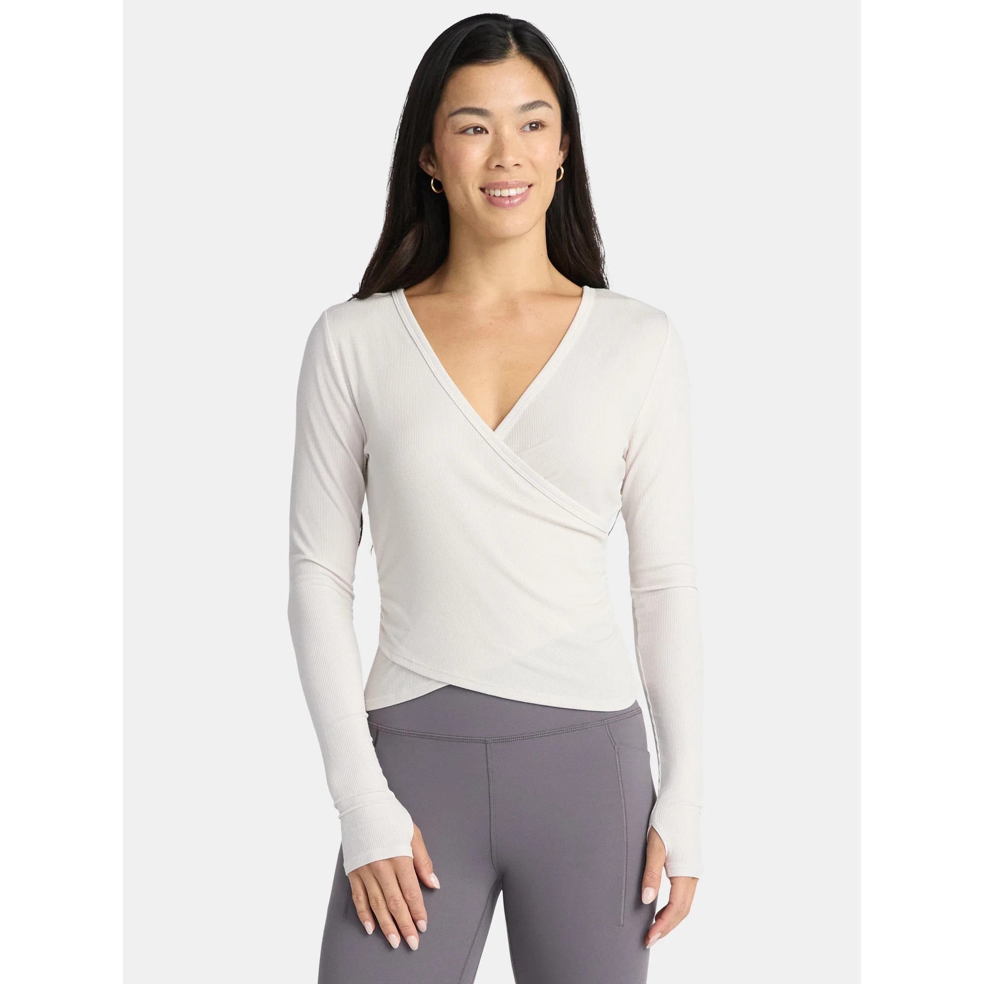 Avia Women's Reversible Wrap Top with Long Sleeves, Sizes XS-XXXL | Walmart (US)