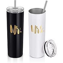 Mr and Mrs Tumbler Set, Wedding Engagement Bridal Shower Gift 20oz Slim Water Skinny Tumbler, Ins... | Amazon (US)