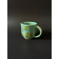 Hand-Thrown Coffee Mug. Teal Green Hand-Made Pottery Tea Cup 10 Oz | Etsy (US)