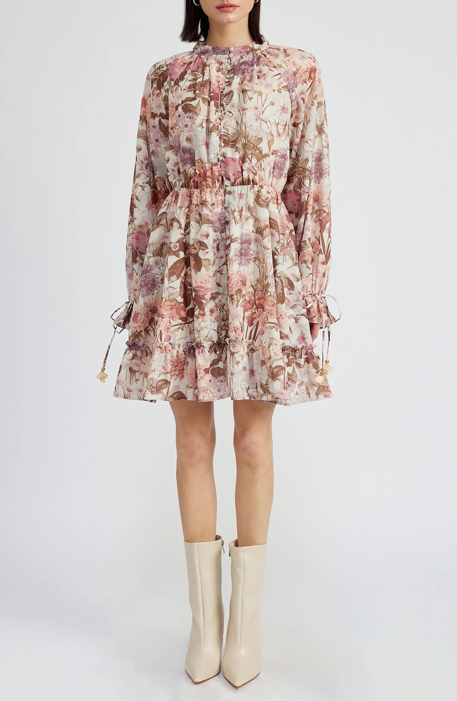 Amoret Floral Long Sleeve Minidress | Nordstrom