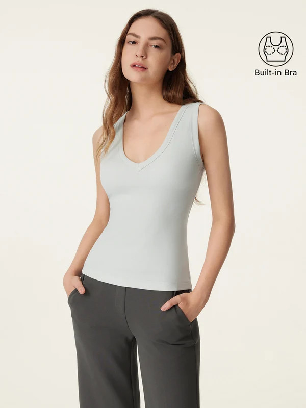 V-neck Cotton New Airy Bra Tank | OGLmove