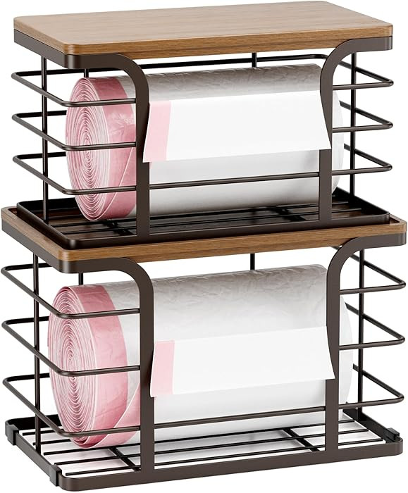 2 Pack Storage Stackable Kitchen Laundry Pantry Organizers,Wall Mount Trash Bag Holder Dispenser ... | Amazon (US)