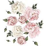 Peony Floral Decals Vintage Pink Peony Watercolor Art Girl Nursery Peony Flower New Trendy Stickers  | Amazon (US)