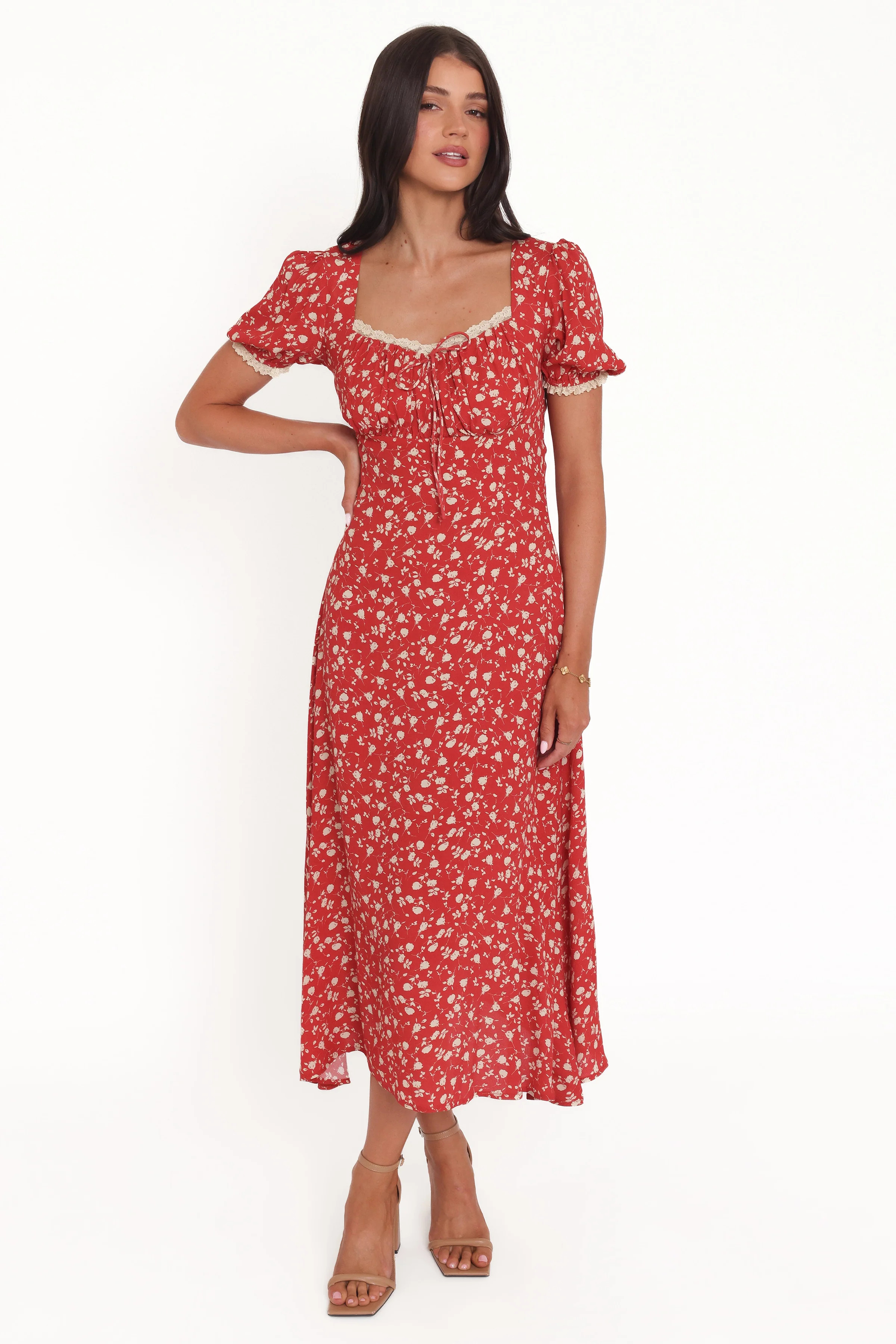Francine Lace Midi Dress - Red Floral | Petal & Pup (US)