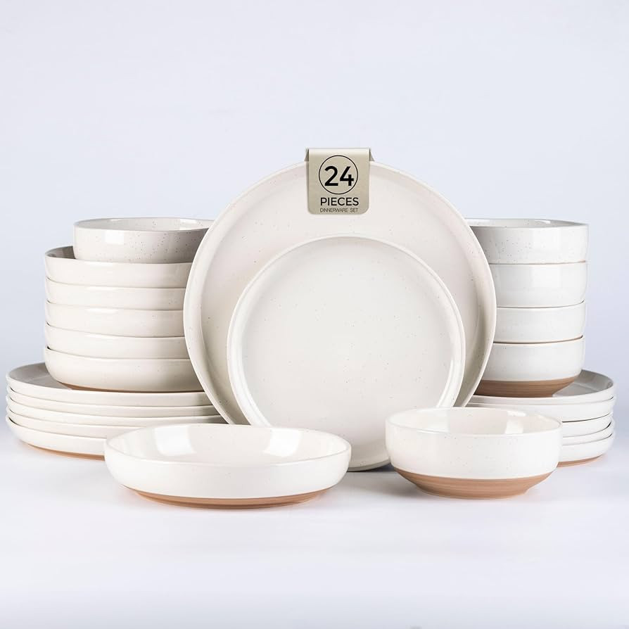 AmorArc Ceramic Dinnerware Sets with Pasta Bowls for 6, Handpainted Plates and Bowls Set with Rus... | Amazon (US)