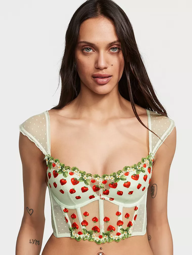 Strawberry Embroidery Push-Up Bra