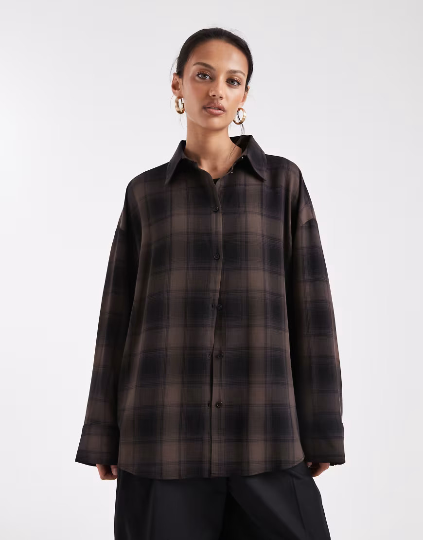 ASOS DESIGN oversized shirt with wide sleeves in plaid-Multi | ASOS (Global)