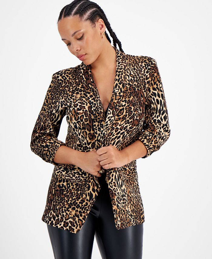 Women's Animal-Print Boyfriend Blazer, Created for Macy's | Macys (US)