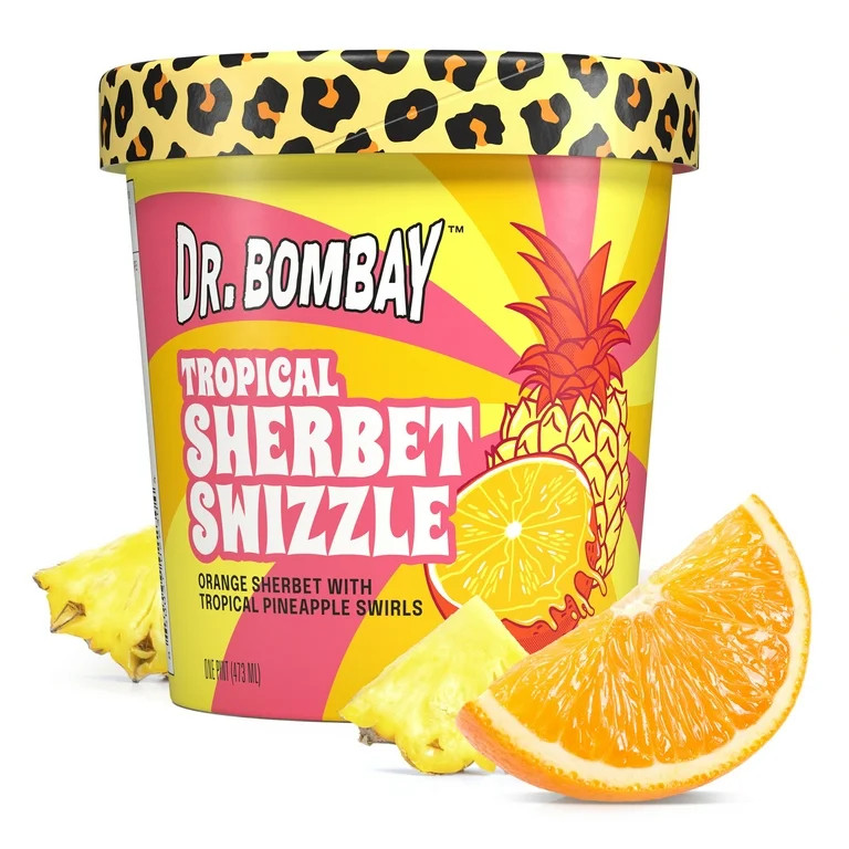 Dr. Bombay Tropical Sherbet Swizzle - Orange Sherbet with Tropical Pineapple Swirls - 1 Pint (16 ... | Walmart (US)