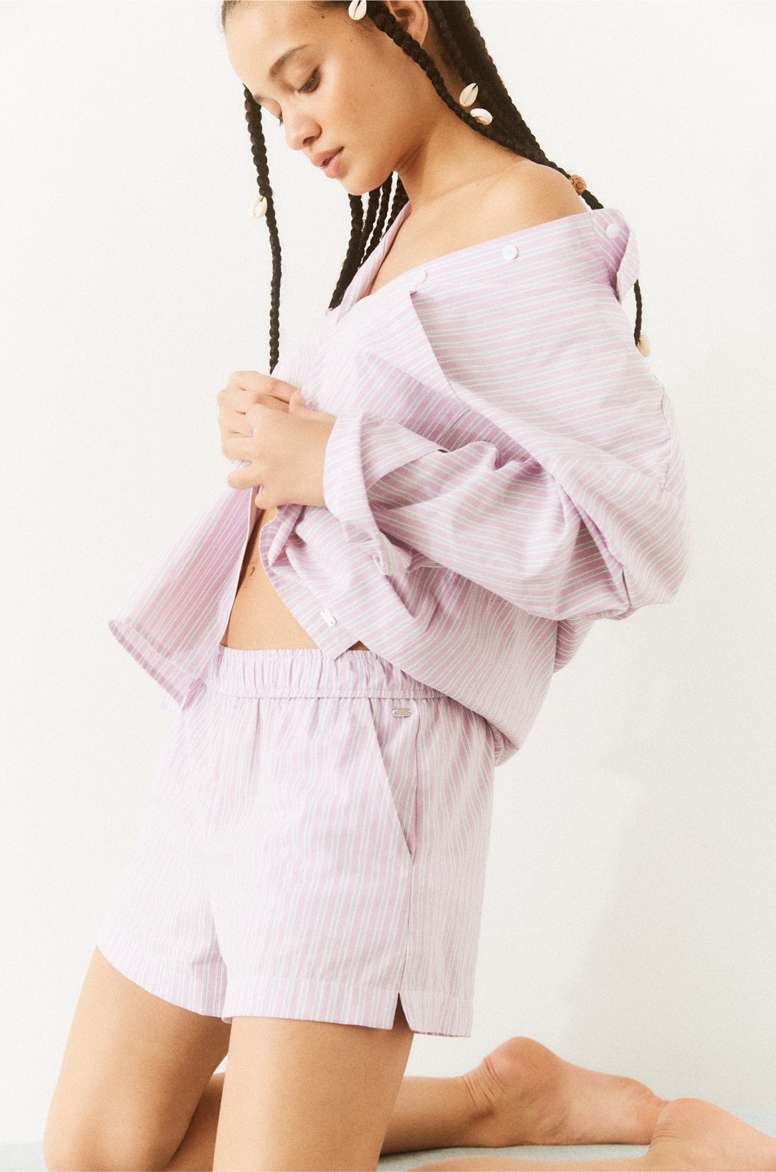 Striped pyjama shirt | PULL and BEAR UK