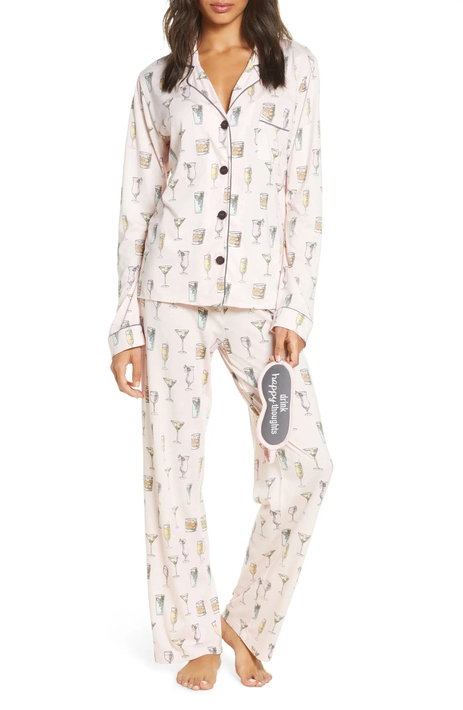 Print Pajamas with Eye Mask | Nordstrom