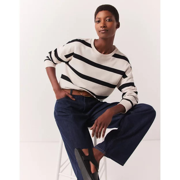 Striped Oversized Organic Cotton Sweatshirt | The White Company (US & CA)