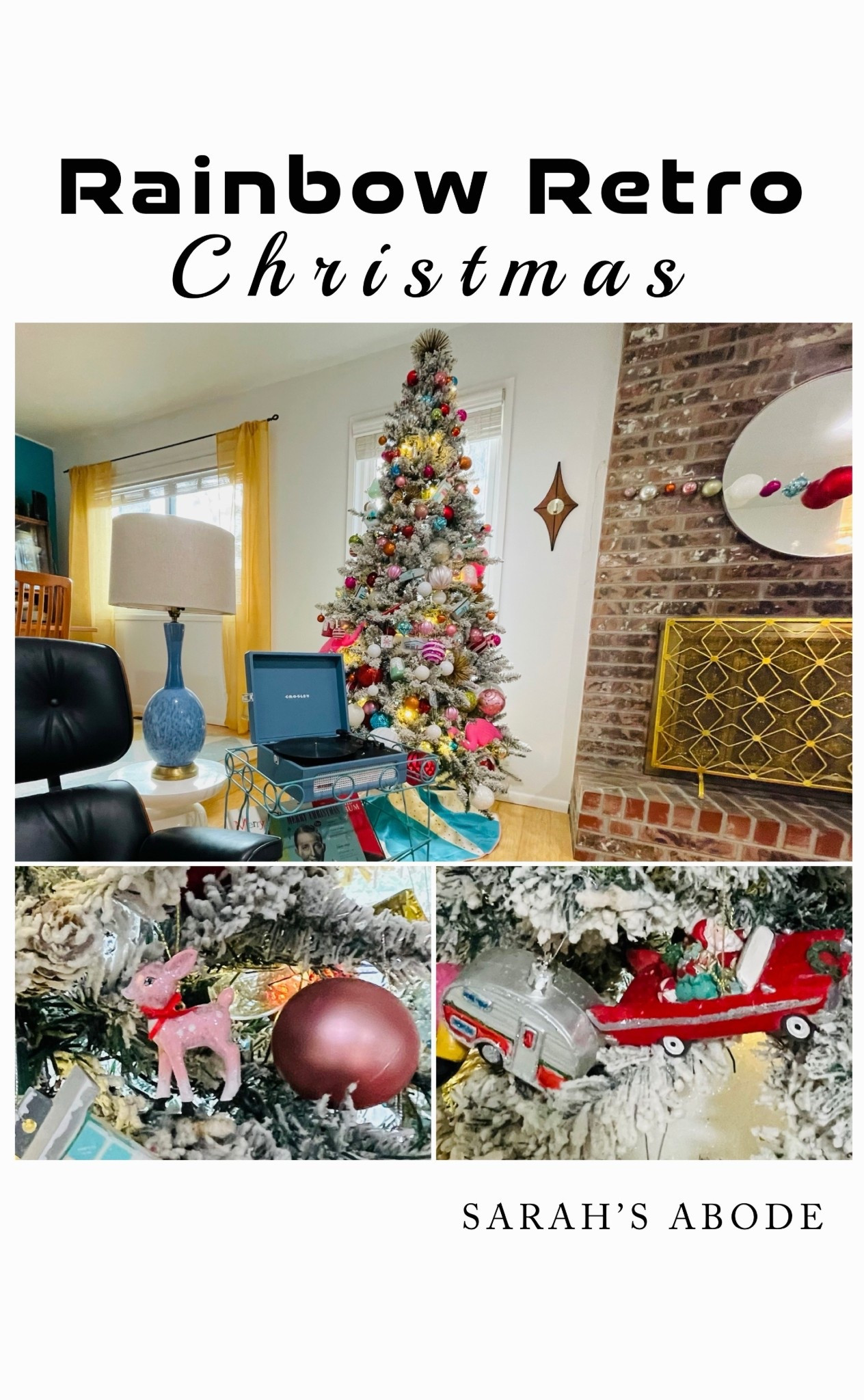 Rainbow retro Christmas with nostalgic ornaments. 

Red cadillac, retro reindeer, mid century tree skirt, colorful, kitsch, Sputnik, teal, pink, vintage, Maximalist, vintage camper trailer 

#LTKHoliday #LTKSeasonal #LTKHome