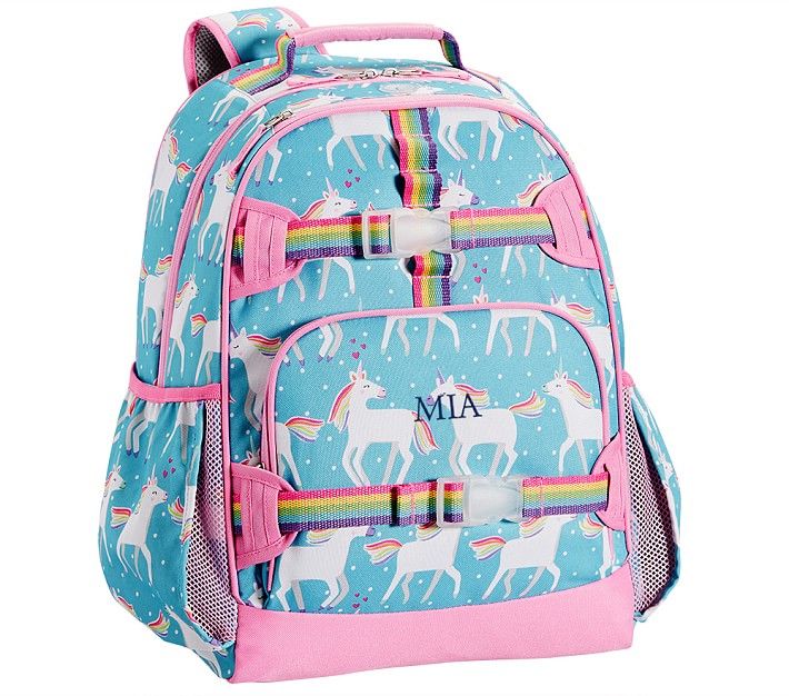 Mackenzie Aqua Unicorn Parade Backpack | Pottery Barn Kids