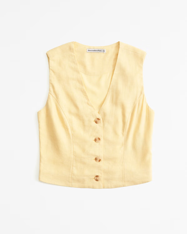 The A&F Mara Linen-Blend Vest | Abercrombie & Fitch (US)