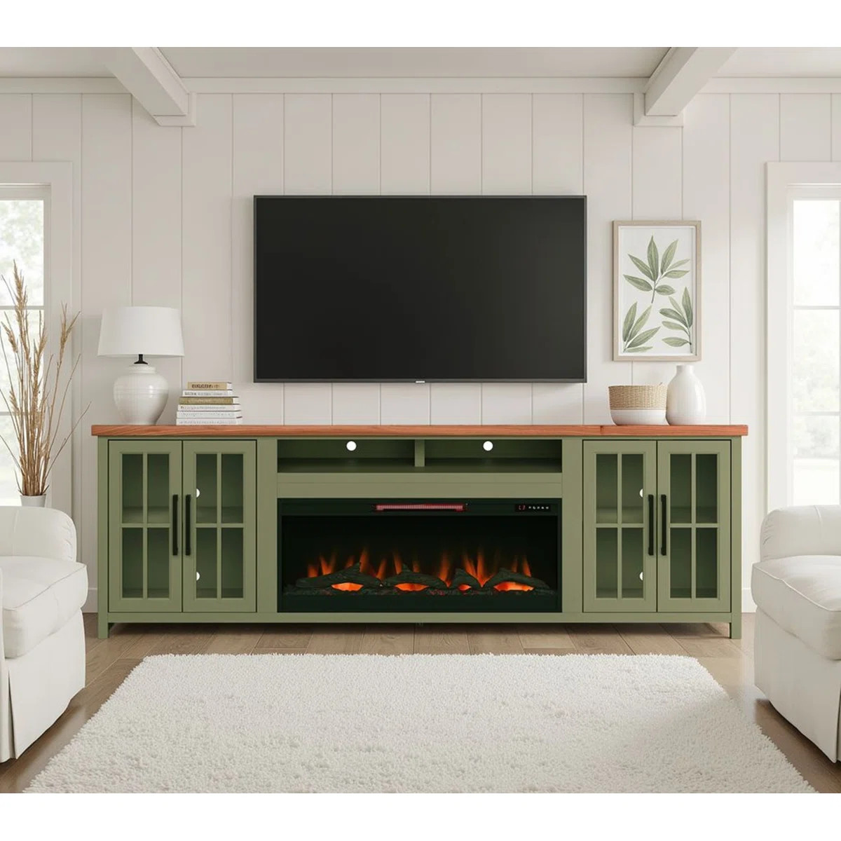 Brixham 97" Farmhouse Fireplace TV Stand for TVs up to 100" | Wayfair North America
