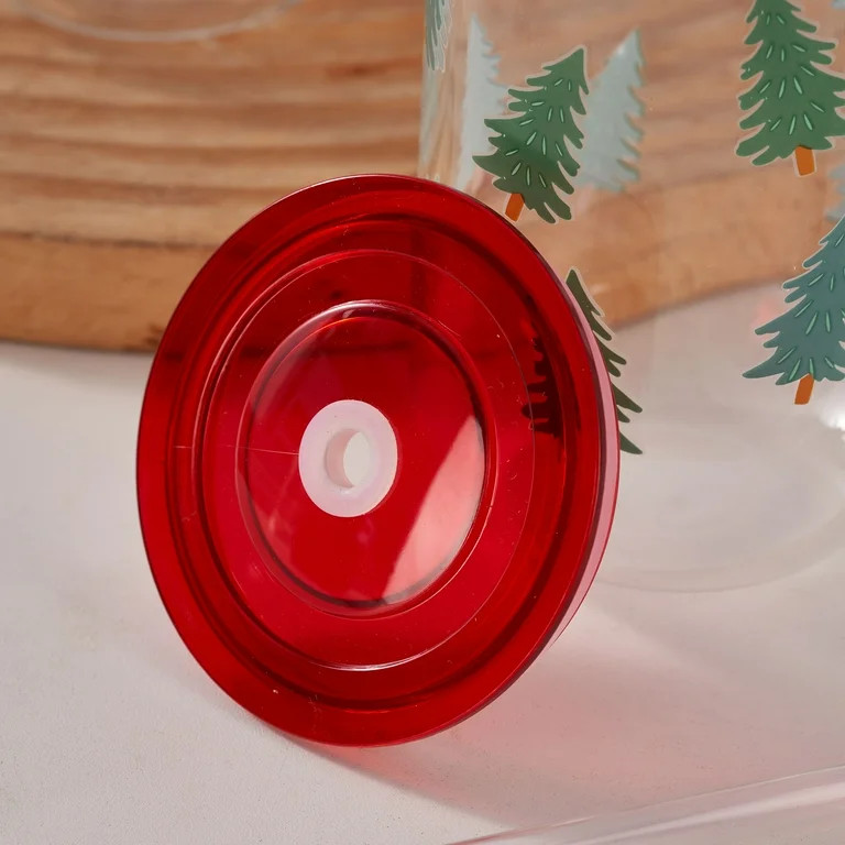 Christmas Trees Can Sipper Glass with Lid 20 OZ Holiday Time | Walmart (US)