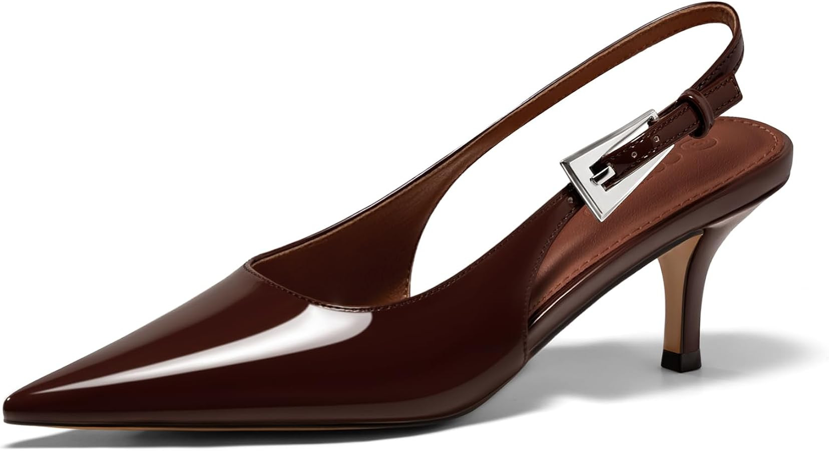 Coutgo Womens Slingback Heels Kitten Low Heel Dress Shoes Closed Pointed Toe Buckle Pumps Work We... | Amazon (US)