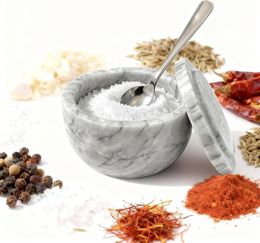 Marble Salt Shaker, Salt Shakers for Kitchen, Salt and Pepper Shaker（Lid And Spoon）, Sugar Bo... | Amazon (US)