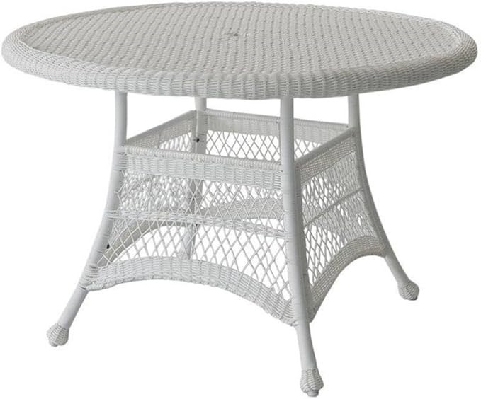 Jeco Wicker Round Dining Table, 44", White | Amazon (US)