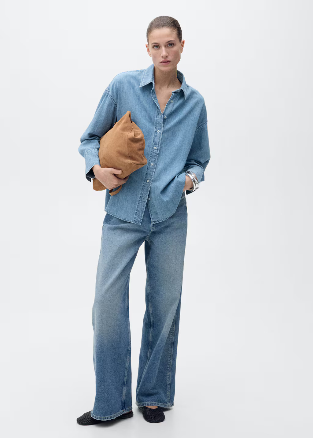 Oversized denim shirt medium blue - Women - 8 - MANGO | Mango (US/MX/AU)