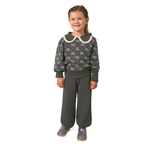 Modern Moments by Gerber Toddler Girl Collar Sweater and Pant Set, 2-Piece, Sizes 12 Months - 5T | Walmart (US)