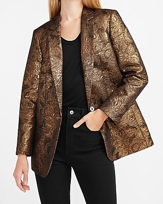 Metallic Oversized Jacquard Blazer | Express