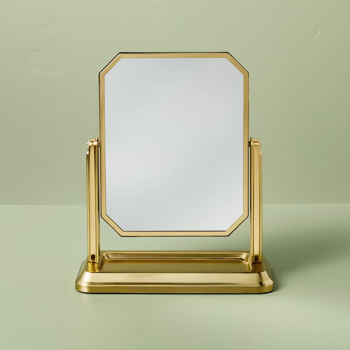 Vintage Vanity Mirror with Tray Brushed Brass - Hearth & Hand™ with Magnolia | Target