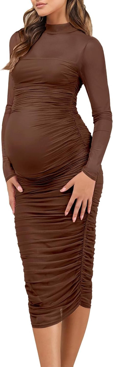 Dedysler Long Sleeve Maternity Formal Dress for Wedding Guest Fall | Amazon (US)
