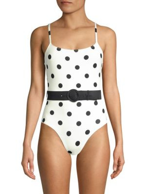 The Nina Belted Polka Dot One-Piece Swimsuit | Saks Fifth Avenue OFF 5TH