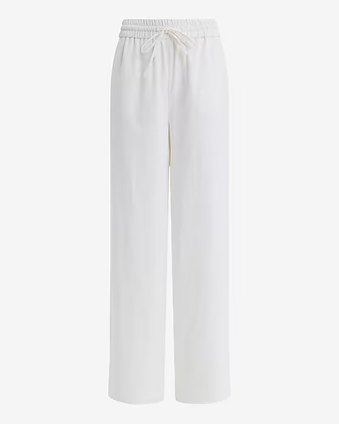 Linen-Blend High Waisted Wide Leg Pull On Pant | Express