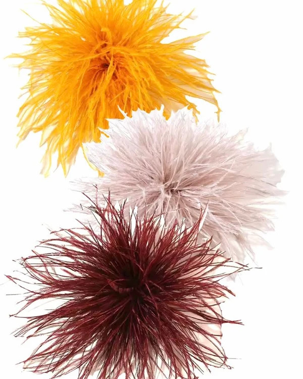 CANYON POMPOM FEATHER BROOCH SET/3 - WEST END (SHIPS 9/21) | Fallon Jewelry