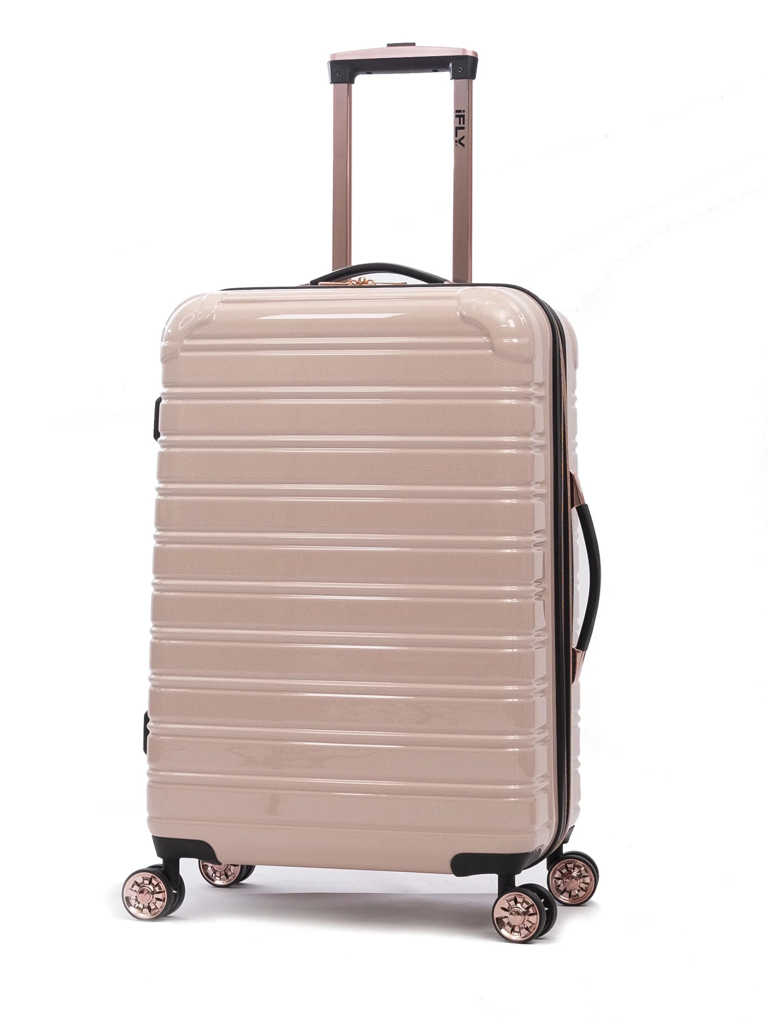 iFLY Hardside Luggage Fibertech 24 Inch Checked Luggage, Blush/Rose Gold - Walmart.com | Walmart (US)