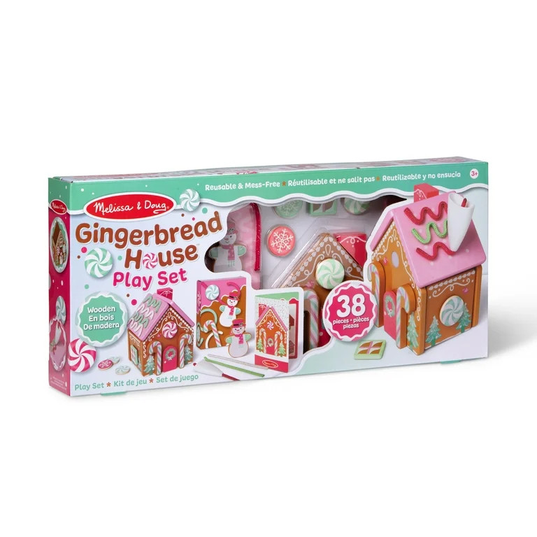 Melissa & Doug Pink Wooden Gingerbread House Reusable, Mess-Free Play Set Activity for Boys and G... | Walmart (US)