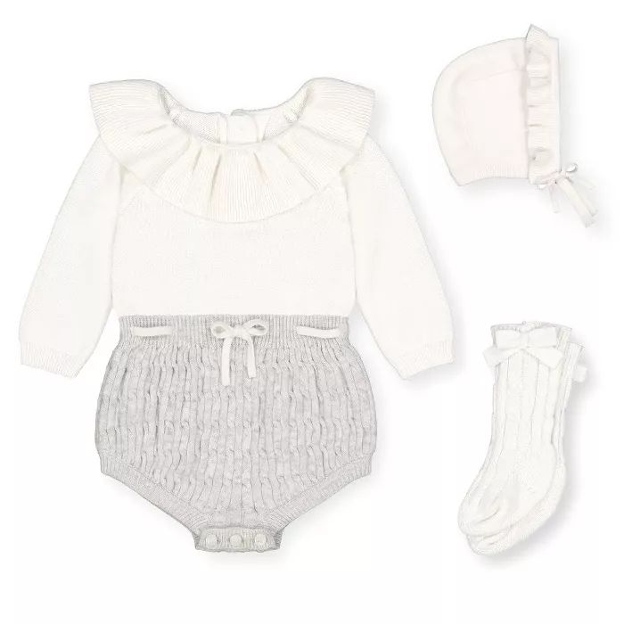 Hope & Henry Layette Baby Girl Long Sleeve Sweater Romper, Bonnet, and Knee Socks 3-Piece Set, In... | Target