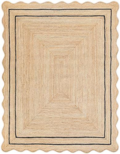 Wave Scalloped Jute Rug Classic Quality Hand Woven Boho Entryway Farmhouse Home Decor Runner Rug ... | Amazon (CA)
