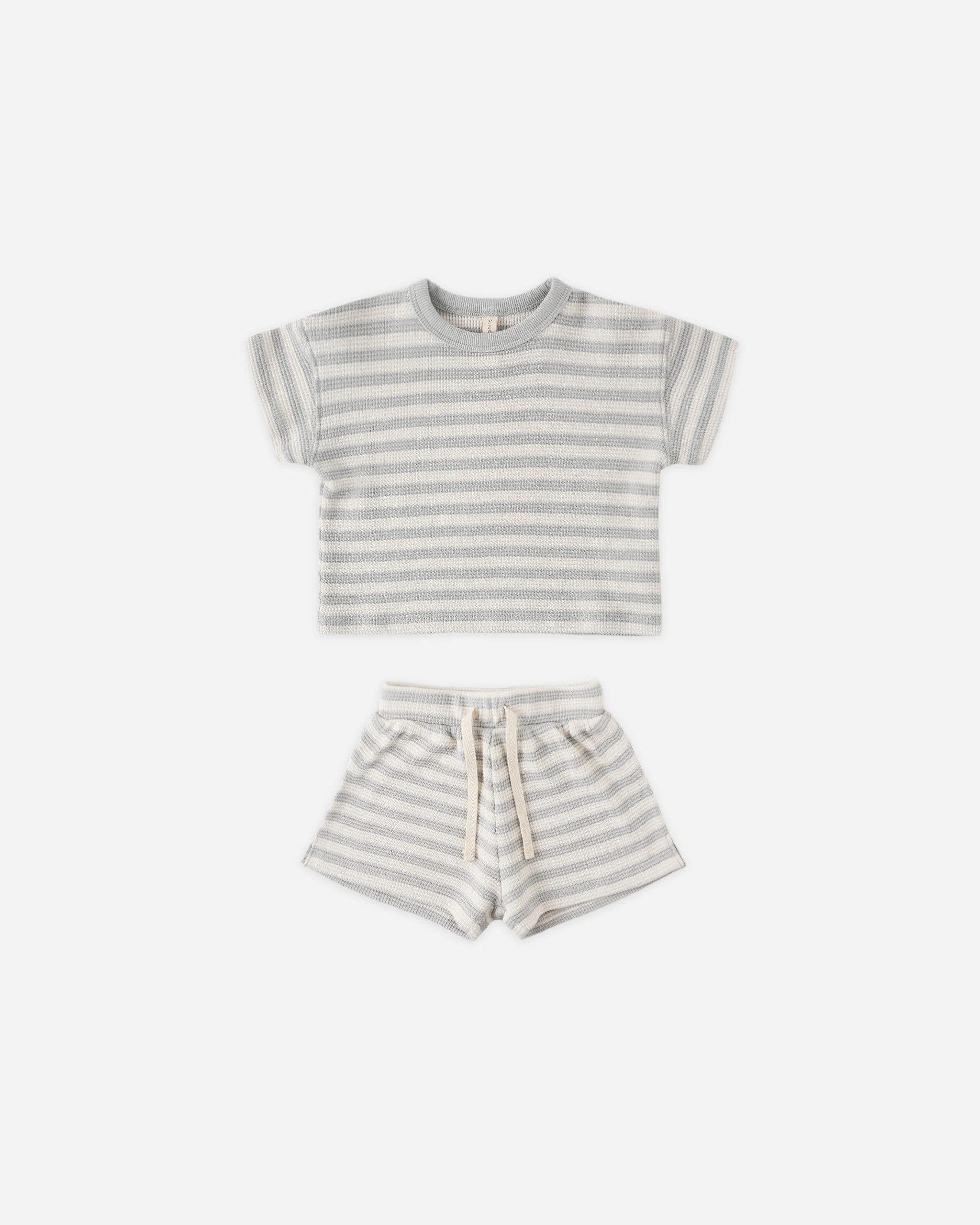 Waffle Tee + Short Set Sky Stripe | Rylee + Cru