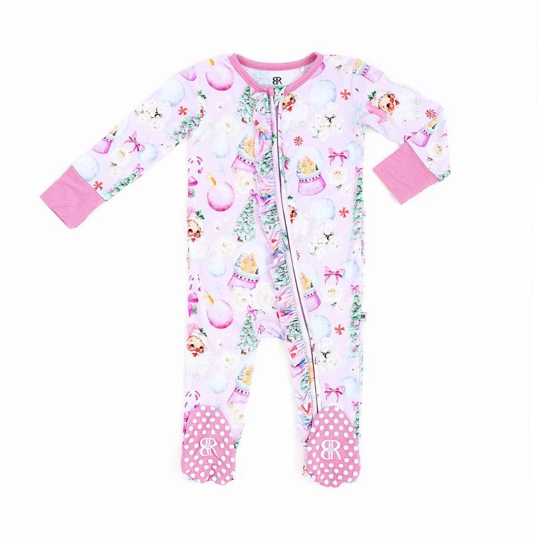 Merry Little Pinkmas Ruffle Footie | Bums & Roses