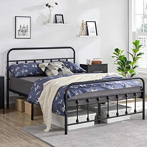 Yaheetech Classic Metal Platform Bed Frame Mattress Foundation with Victorian Style Iron-Art Head... | Amazon (US)