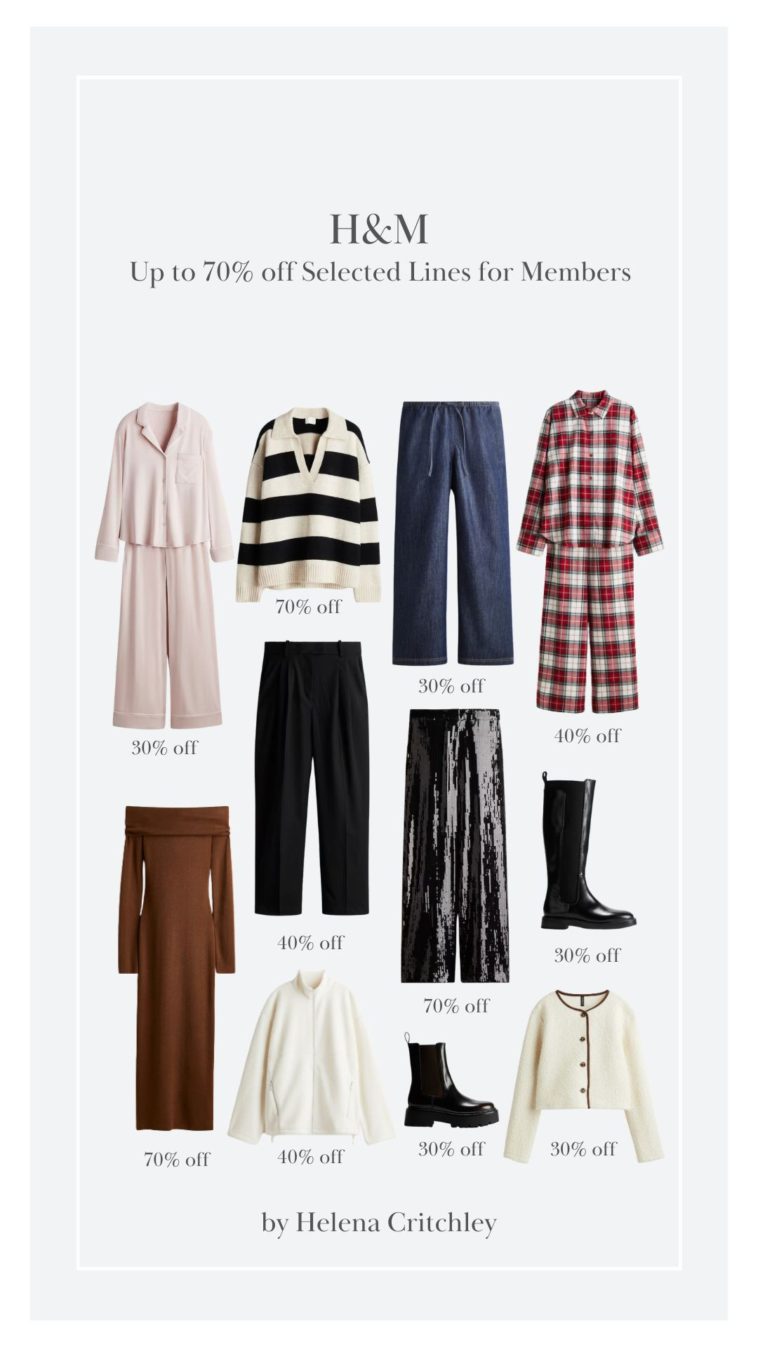 H&M Cyber Monday: Up to 70% off selected lines for Members 👌🏻

Winter Fashion, Winter Style, Winter Outfit, Partywear, Party Season, Pyjamas, Boots, Teddy Jacket, Dress, Knitwear, Cyber Monday Sale 
 

 

#LTKuk #LTKwinter #LTKCyberWeek