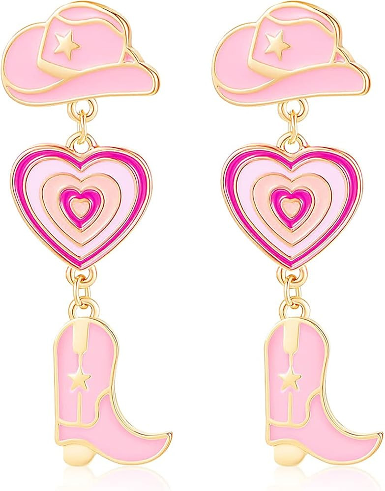 Cowboy Cowgirl Boots Hat Earrings Jewelry for Women, Cute Western Country Style Accessories Cow B... | Amazon (US)