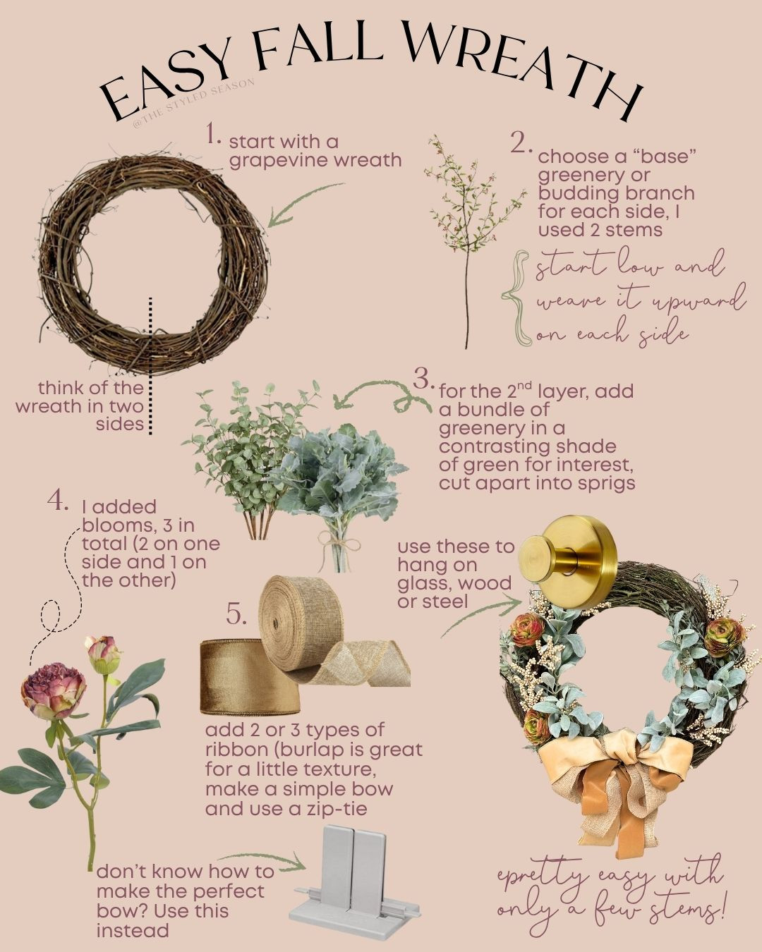 How to make an easy fall wreath, swipe thru for a more detailed look. To hang it, I highly recommend the gold suction-cup wreath hangers from Amazon 

 #LTKSeasonal #LTKHome #LTKStyleTip