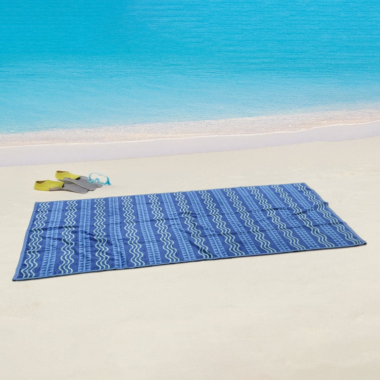 Mainstays Wavy Stripe Blue Beach Towel, Size 72" x 36" | Walmart (US)